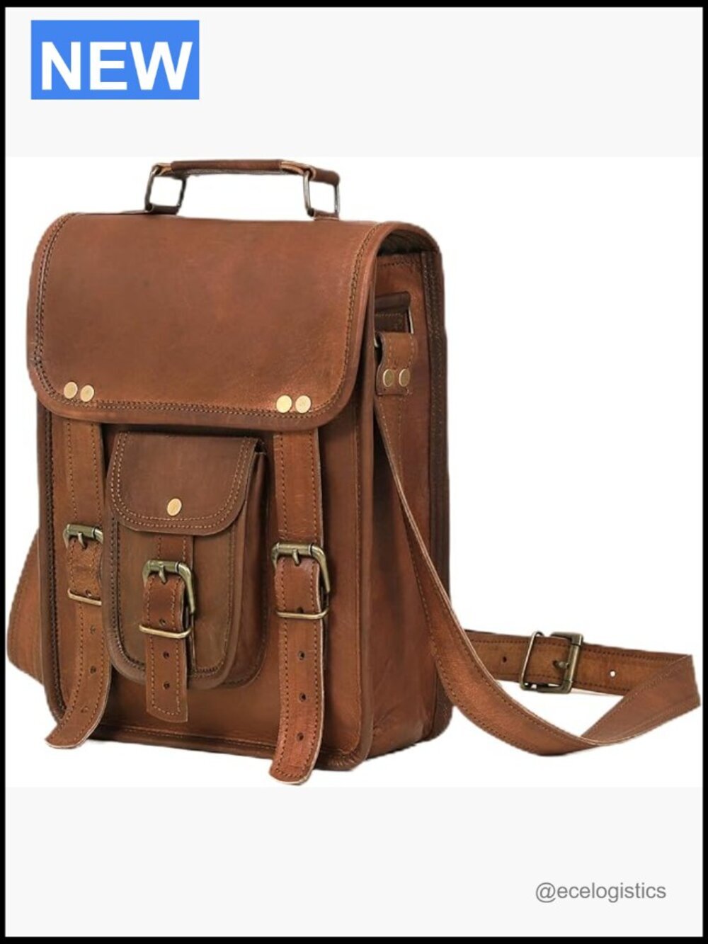 Genuine Leather Crossbody Messenger Bag for iPad Tablet Kindle Satchel